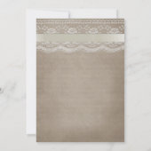 Invitation Rustique Vintage Burlap & Lace Mariage (Dos)