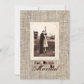 Invitation Rustique vintage burlap pays Dîner de répétition (Devant)