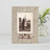 Invitation Rustique vintage burlap pays Dîner de répétition (Debout devant)