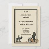 Invitation Rustique Vintage Cowboy Mariage Élégant Pays (Devant)