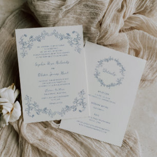 Invitation Rustique Vintage Floral Line Art tout en un Mariag