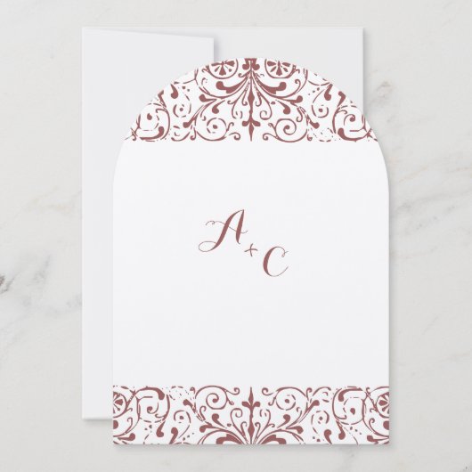 Invitation Rustique Vintage Marsala Mariage (Devant)