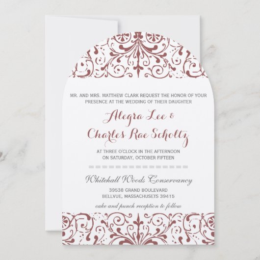 Invitation Rustique Vintage Marsala Mariage (Dos)