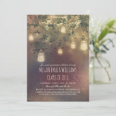 Invitation Rustique Vintage Mason Jar Lights Graduation Party (Debout devant)