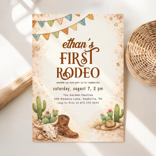 Invitation Rustique Vintage Premier Rodéo Cow-boy 1er Anniver