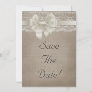 Invitation Rustique Vintage Toile de Jute & Dentelle Mariage