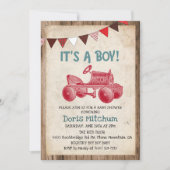 Invitation Rustique Vintage Tracteur Baby shower garçon Invit (Devant)