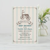 Invitation Rustique Vintage Tricycle Baby shower garçon Invit (Debout devant)