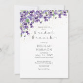 Invitation Rustique violet aquarelle Violets Brunch nuptial (Devant)