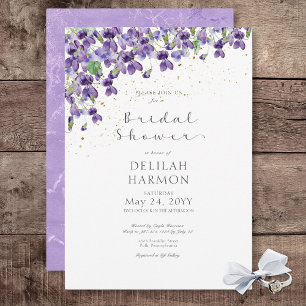 Invitation Rustique violet d'aquarelle violette Fête des mari