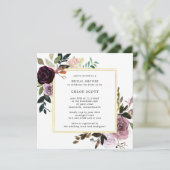 Invitation Rustique violet et rose mauve Fête des mariées flo (Debout devant)