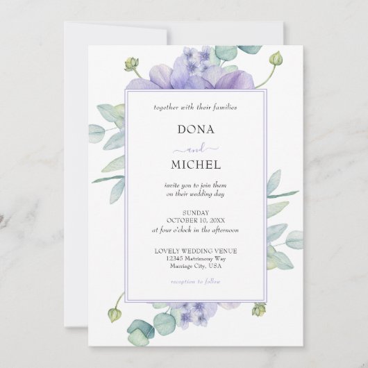 Invitation Rustique Violet été Wild Floral Mariage (Devant)