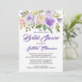 Invitation Rustique Violet Floral Douche nuptiale (Debout devant)