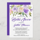 Invitation Rustique Violet Floral Douche nuptiale (Devant / Derrière)