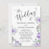 Invitation Rustique violet Lilac Aquarelle Mariage Floral (Devant)