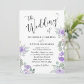 Invitation Rustique violet Lilac Aquarelle Mariage Floral (Debout devant)