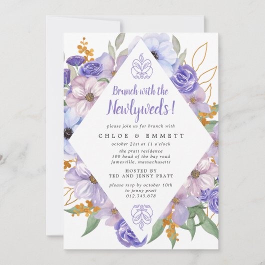 Invitation Rustique Violet pour le Brunch avec les (Devant)