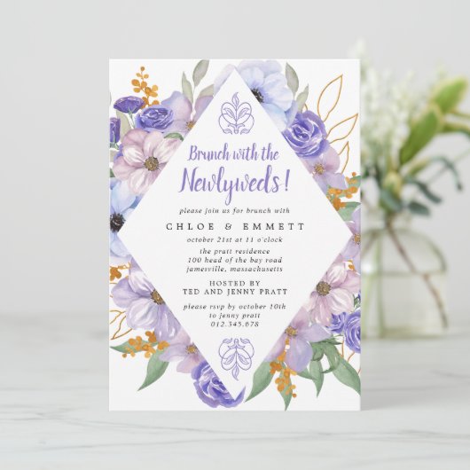 Invitation Rustique Violet pour le Brunch avec les (Debout devant)