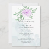Invitation Rustique Violet Rose Feuilles Célébration De La Vi (Devant)