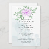 Invitation Rustique Violet Rose Feuilles Célébration De La Vi (Devant / Derrière)