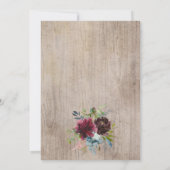 Invitation Rustique Waterclor Bourgogne Marine Floral Mariage (Dos)