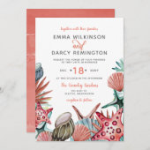 Invitation Rustique Watercolor Seashells Starfish Beach Maria (Devant / Derrière)
