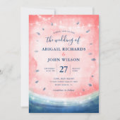 Invitation Rustique Watermelon Marine rose Élégant Mariage d' (Devant)