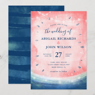 Invitation Rustique Watermelon Marine rose Élégant Mariage d'