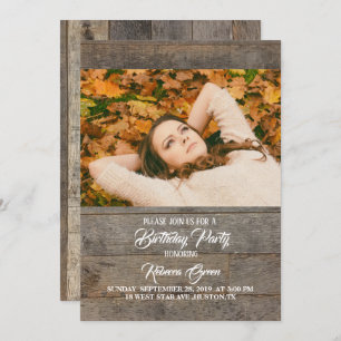 Invitation rustique western country grange bois fête d'annive