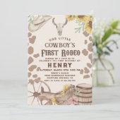Invitation Rustique Western Premier Rodéo Cowboy 1er annivers (Debout devant)