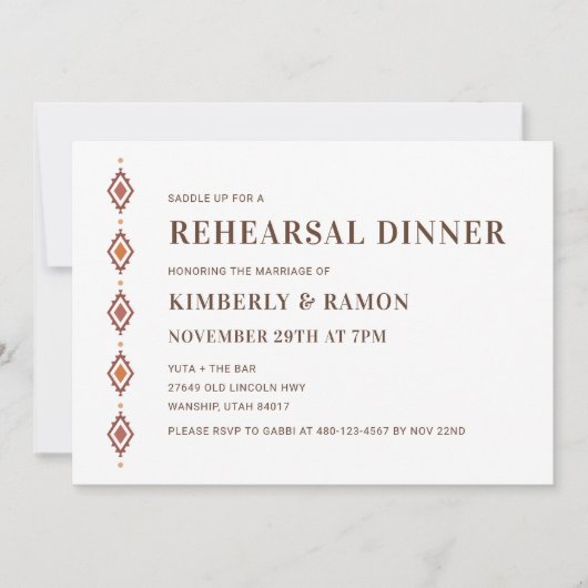 Invitation Rustique Western Rehearsdîner (Devant)