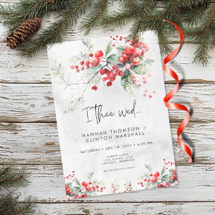 Invitation Rustique Winter Holly & Pine Mariage