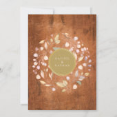 Invitation Rustique Wood Laurel Garland Faux Gold Foil Mariag (Dos)
