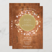 Invitation Rustique Wood Laurel Garland Faux Gold Foil Mariag (Devant / Derrière)