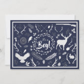 Invitation Rustique Woodland Baby Boy Shower (bleu marine) (Devant)