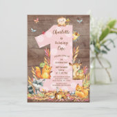 Invitation Rustique Woodland Big One Girls Anniversaire Invit (Debout devant)