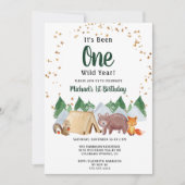 Invitation Rustique Woodland Wild Un 1er anniversaire fête (Devant)