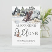Invitation Rustique Woodland Wild Un 1er anniversaire Invitat (Debout devant)