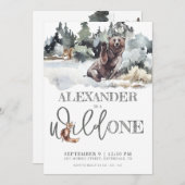 Invitation Rustique Woodland Wild Un 1er anniversaire Invitat (Devant / Derrière)