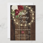Invitation Rustique Woodsy Lighted Wreath 100e fête d'anniver (Devant)