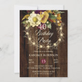Invitation Rustique Woodsy Lighted Wreath 40e fête d'annivers (Devant)