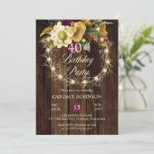 Invitation Rustique Woodsy Lighted Wreath 40e fête d'annivers (Debout devant)