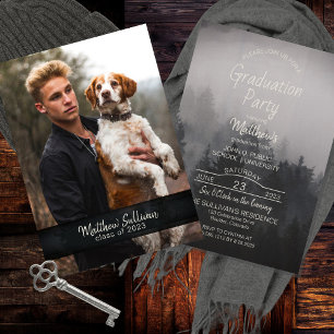 Invitation Rustique Woodsy moderne Photo Graduation Party