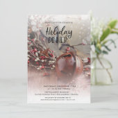 Invitation Rusty Bells Holly Berries Dîner de vacances (Debout devant)