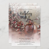 Invitation Rusty Bells Holly Berries Dîner de vacances (Devant / Derrière)