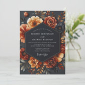Invitation Rusty Orange Bloom Romance Wedding (Debout devant)