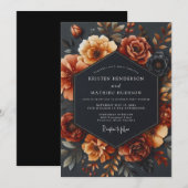 Invitation Rusty Orange Bloom Romance Wedding (Devant / Derrière)