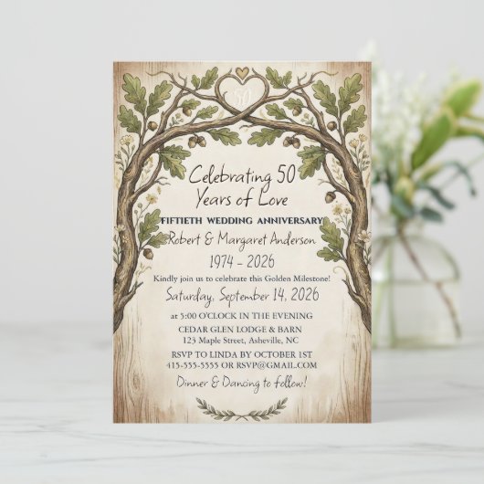 Invitation Rusty Ruby Script Simple 50th Wedding Anniversary (Debout devant)