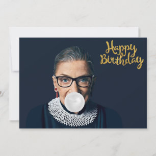 Invitation Ruth Ginsburg soufflant du chewing-gum Joyeux Anni