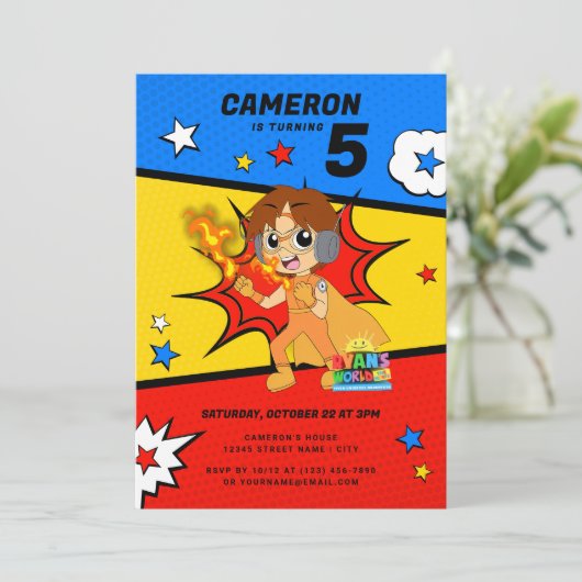 Invitation Ryan's World Comic Anniversaire (Debout devant)